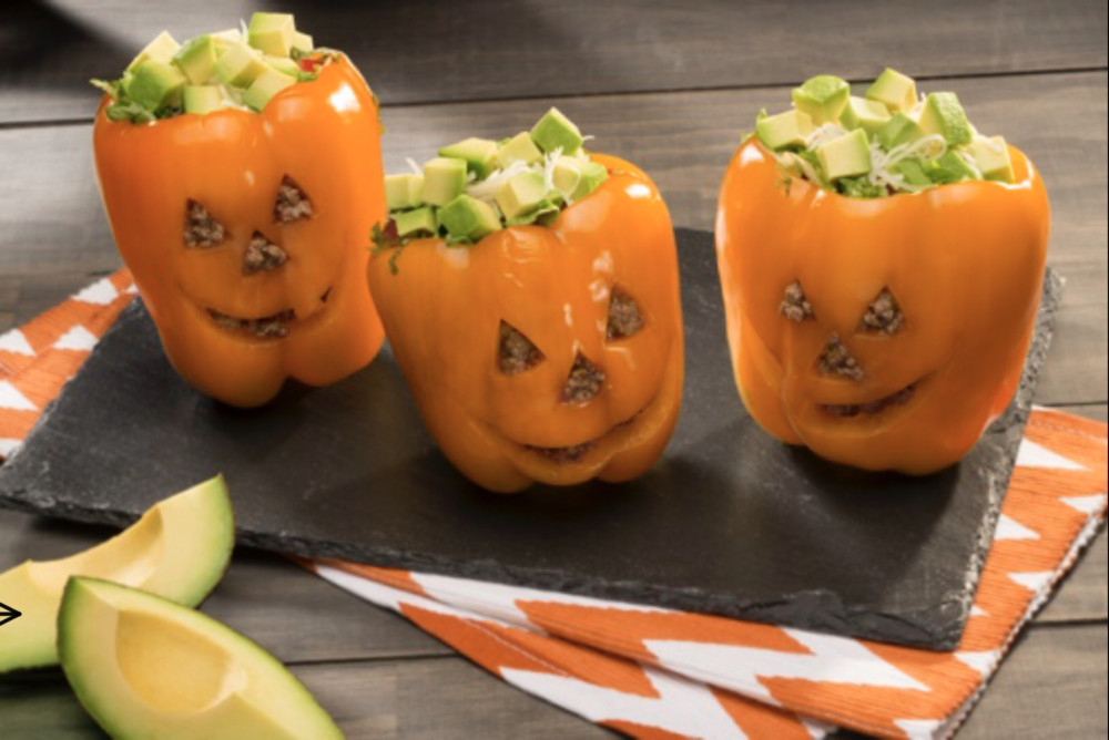 HALLOWEEN TACO STUFFED PEPPER-PUMPKINS