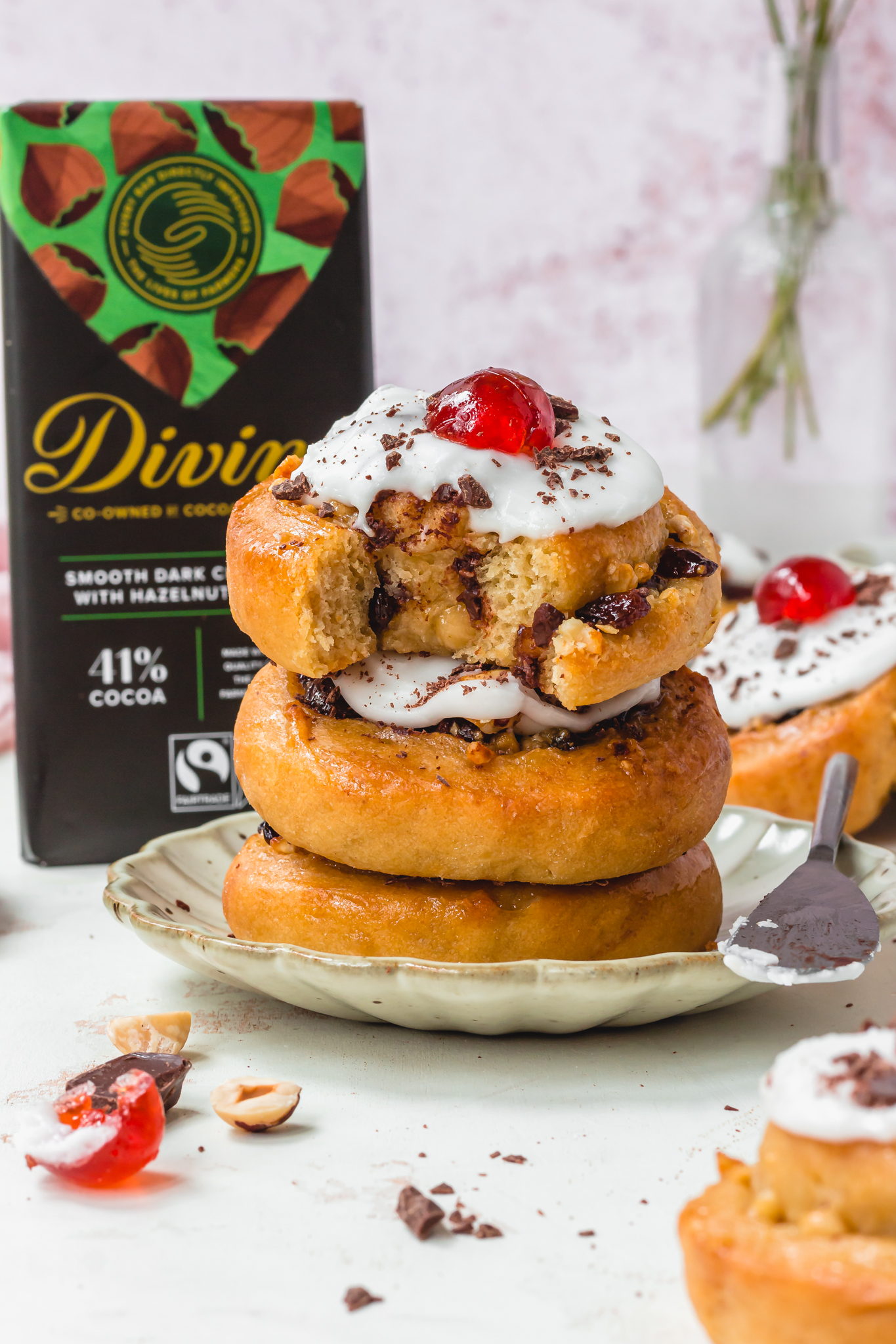Vegan Mother's Day Divine Chocolate's Chocolate Hazelnut Belgium Buns
