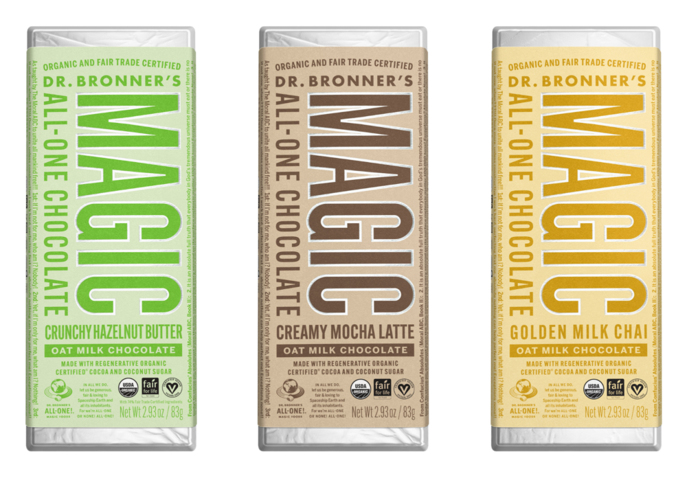 Dr. Bronner’s Launches New Oat Milk Chocolate Line in Three Flavors